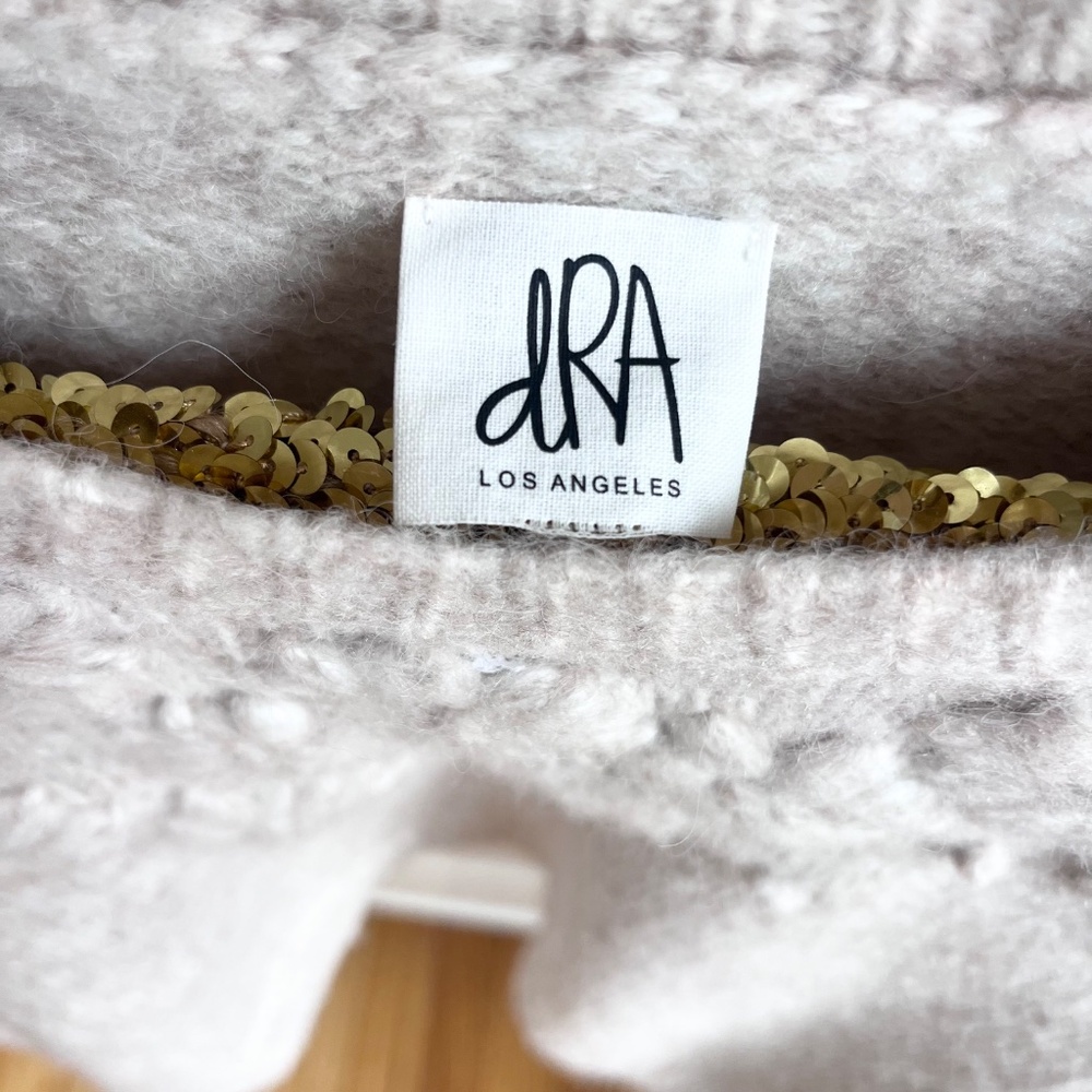 dRA Anthropologie Wool Blend Sweater Floral Embroidery Detailing Puff Sleeves - Picture 3 of 10